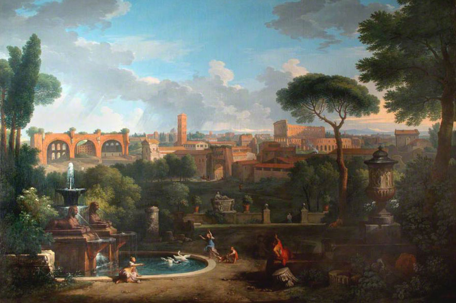 Jan Frans van Bloemen,Vue de Rome depuis le Palazzo Barberini ( ?, avant 1749, date indéterminée)